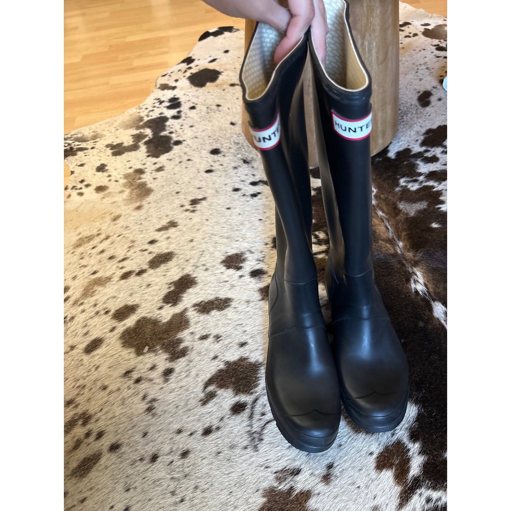 Hunter Original Tall Rain Boots In Black Women Size 9 - Picture 9 of 10